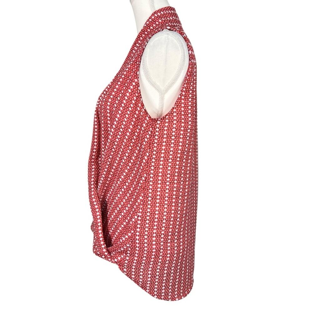 Pleione Sleeveless Faux Wrap Blouse Red Black Women’s size medium - Picture 3 of 8